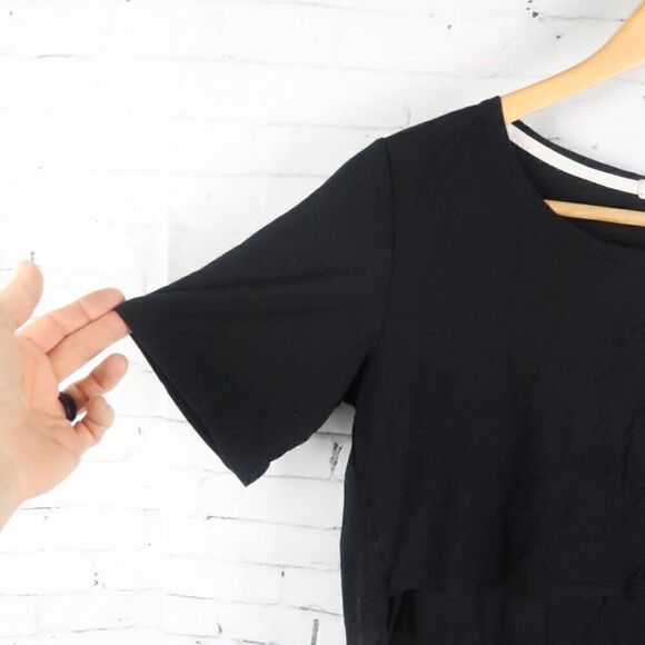 SMALL SHOW BLACK SHORT SLEEVE ROUND NECK NURSING MATERNITY SHIRT SIZE SMALL - Picture 7 of 8